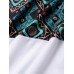 Mens Ethnic Geometric Print Stitching Crew Neck Short Sleeve T  Shirts