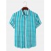 Mens Tie Dye Striped Print Button Up Short Sleeve Shirts